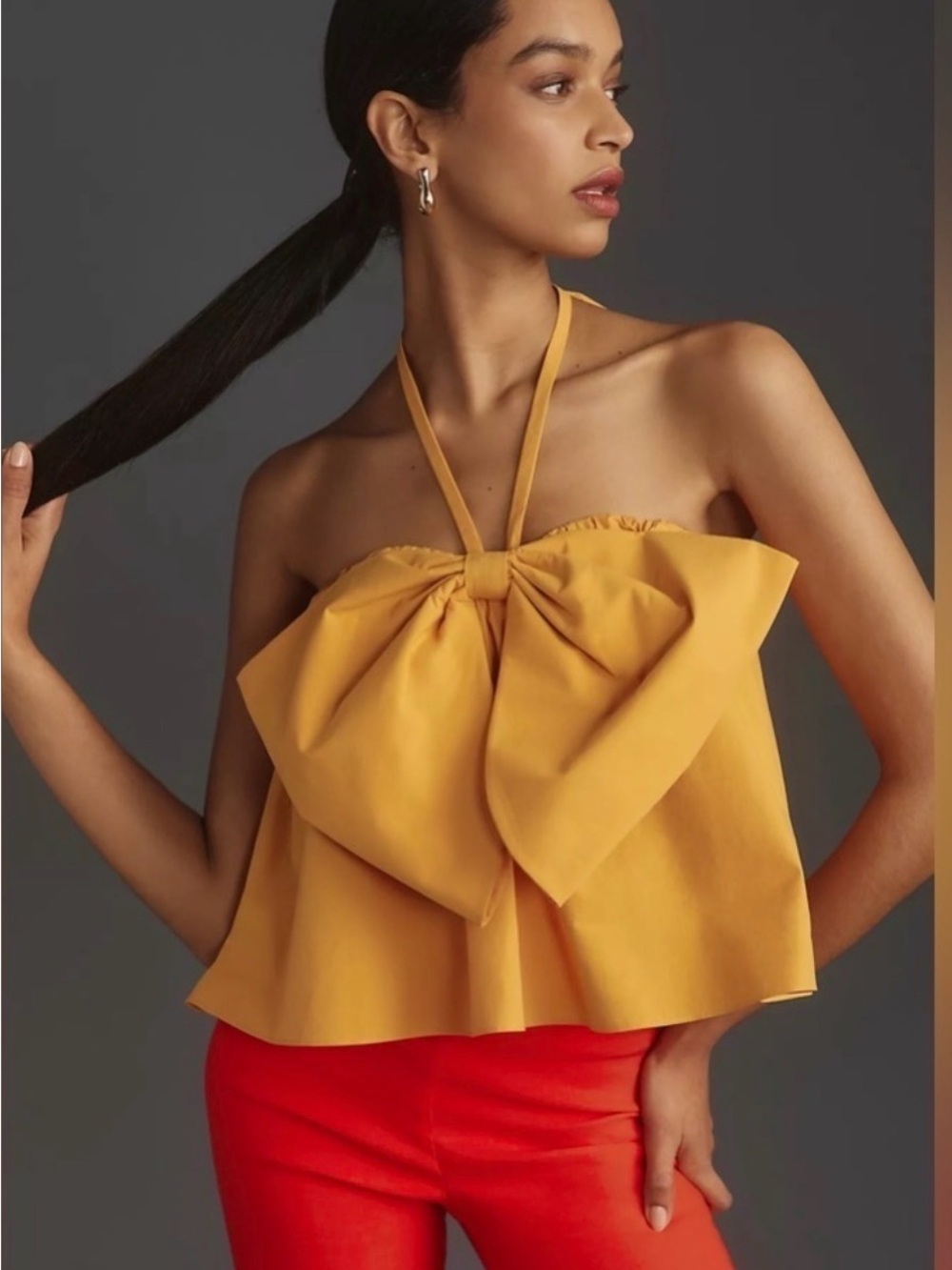 Mare Mare Women’s Mustard Halter Bow Top